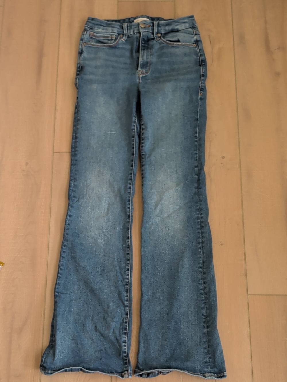 Good American High Rise Flare Jeans Medium Wash Stretch Denim Size 6/12